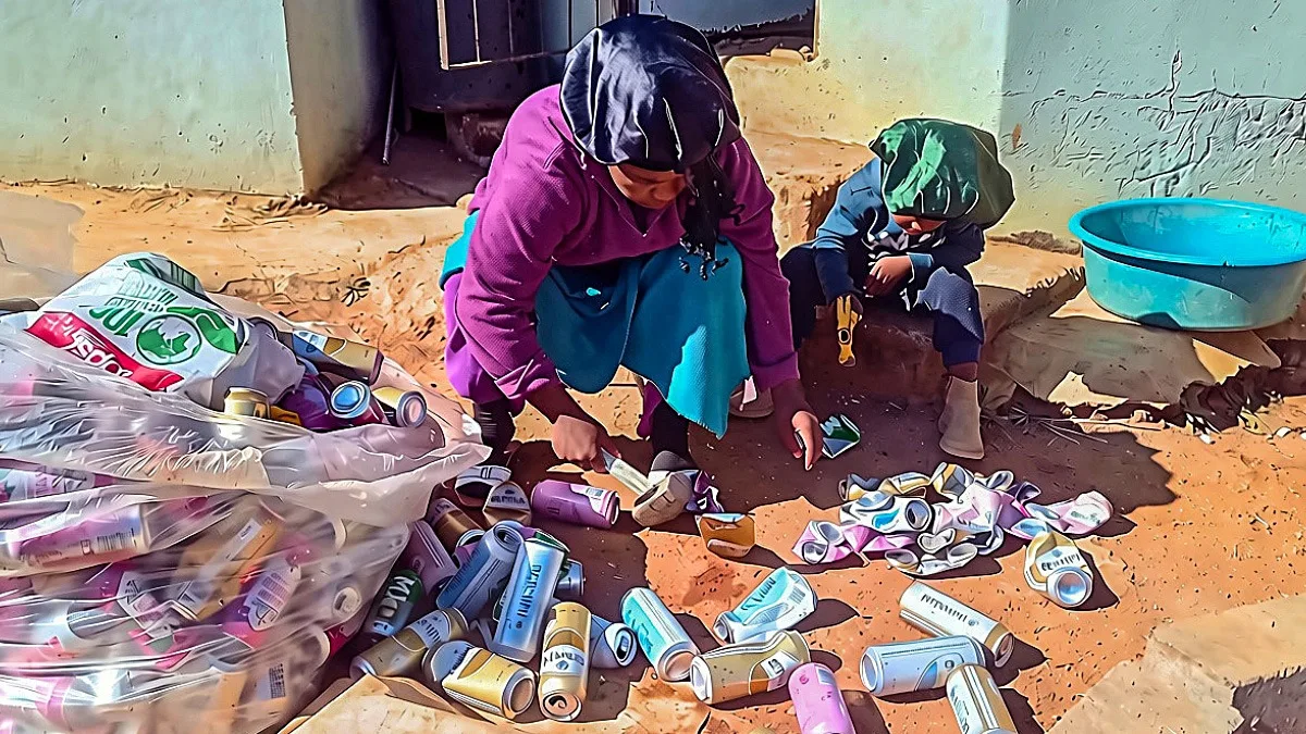 RECYCLING ECONOMY: Unemployed rural women turning cans into cash as hunger bites