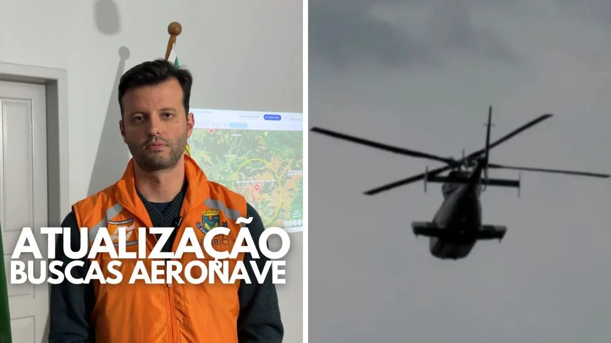 Buscas por helicóptero que levava Rick Sollo seguem durante a madrugada; prefeito de Urubici anuncia reforço das operações ao amanhecer