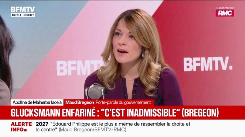 “C’est inadmissible”: Maud Bregeon condamne l’enfarinage de Raphaël Glucksmann après sa victoire à la primaire sociale-démocrate