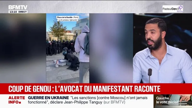 "Lorsqu'il y a des excès, il faut être intransigeant": l'avocat du jeune homme qui a reçu un coup de genou d'un policier au visage sur la place de la Bastille revient sur les faits