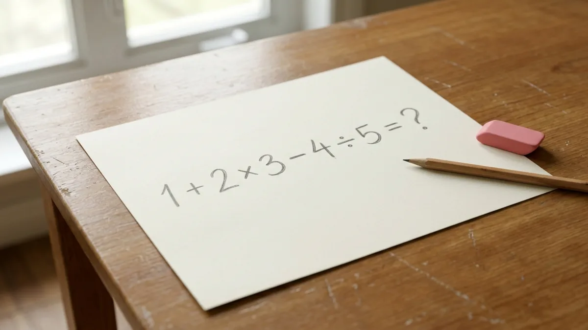 Resolva 1 + 2 × 3 − 4 ÷ 5 e teste se você consegue chegar ao resultado correto sem calculadora