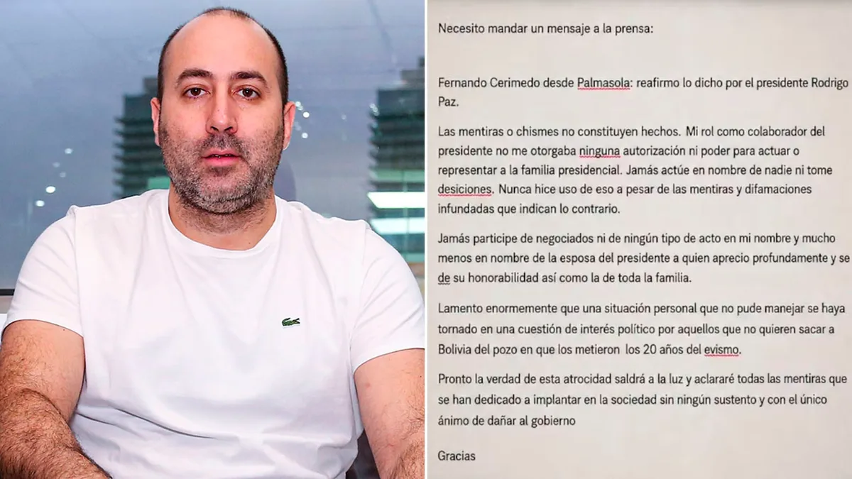 Fernando Cerimedo se defiende desde la cárcel: “Mi rol como colaborador no me otorgó ningún poder”