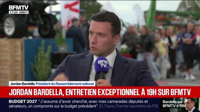 "Ma première décision si je suis chef du gouvernement sera de supprimer une myriade de 120 taxes et impôts", annonce Jordan Bardella, président du RN