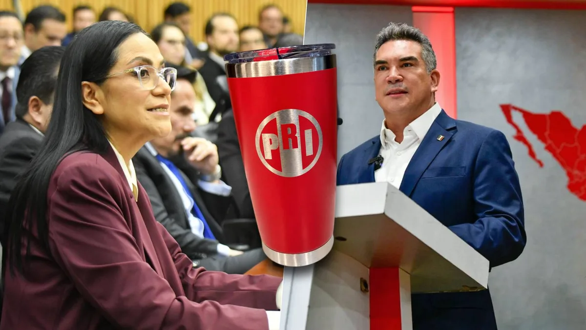 Alito Moreno y Ariadna Montiel protagonizan pleito por un termo con la leyenda ‘Vota PRI’
