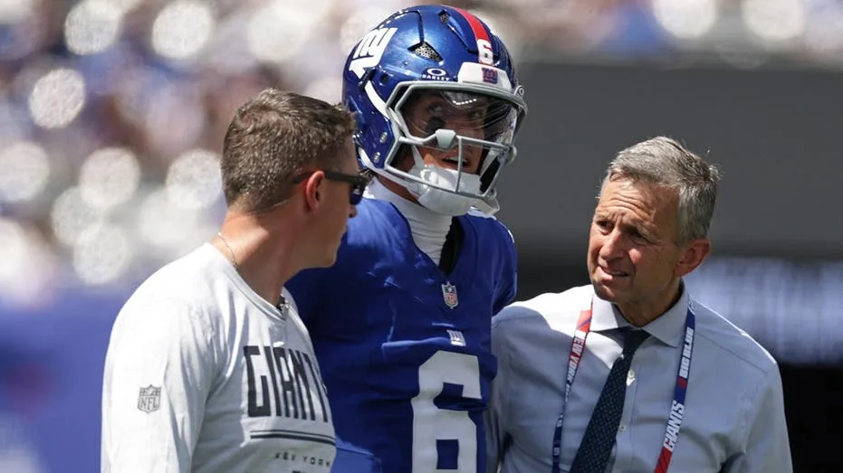 Giants' Jaxson Dart left 'puzzled' after getting taken to blue tent for medical check following crushing hit