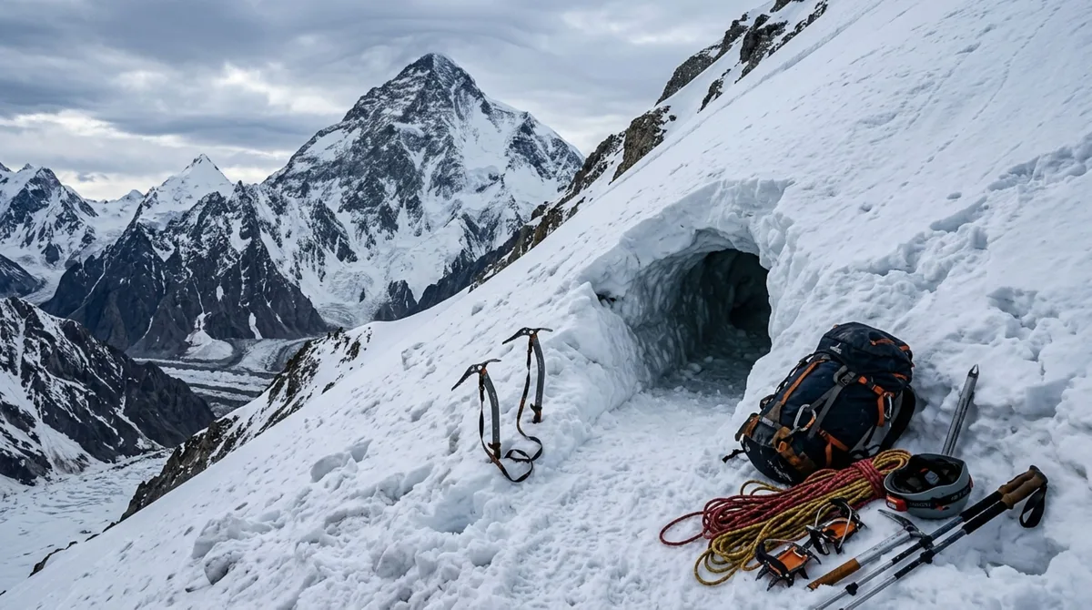 O alpinista que passou a noite em uma caverna de neve a 8.500 metros e chegou ao topo do K2 sem oxigênio