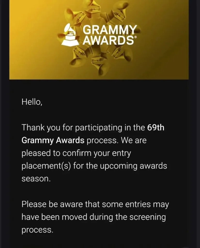 JSantos invitado a la 69 gala de los premios Grammy