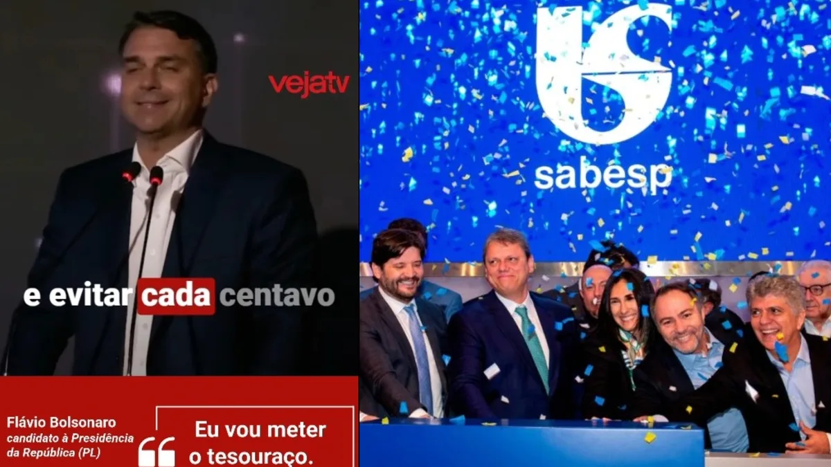 Revista Veja promove Flávio Bolsonaro em evento com patrocínio da Sabesp, privatizada por Tarcísio