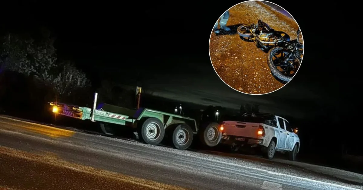 Dos heridos en un violento choque en Ruta 151 entre una camioneta y una moto