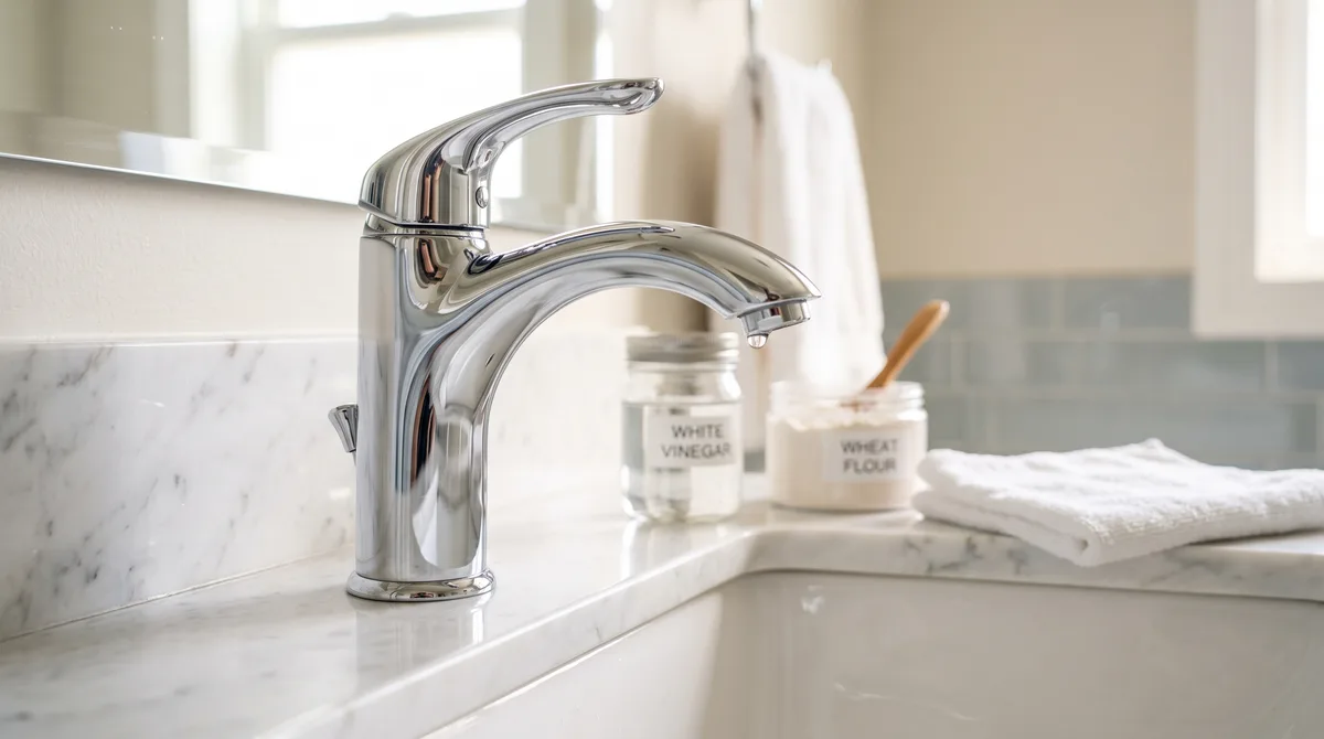 Esfregar vinagre branco com farinha de trigo nas torneiras do banheiro: por que essa combinação simples deixa o inox brilhando como novo