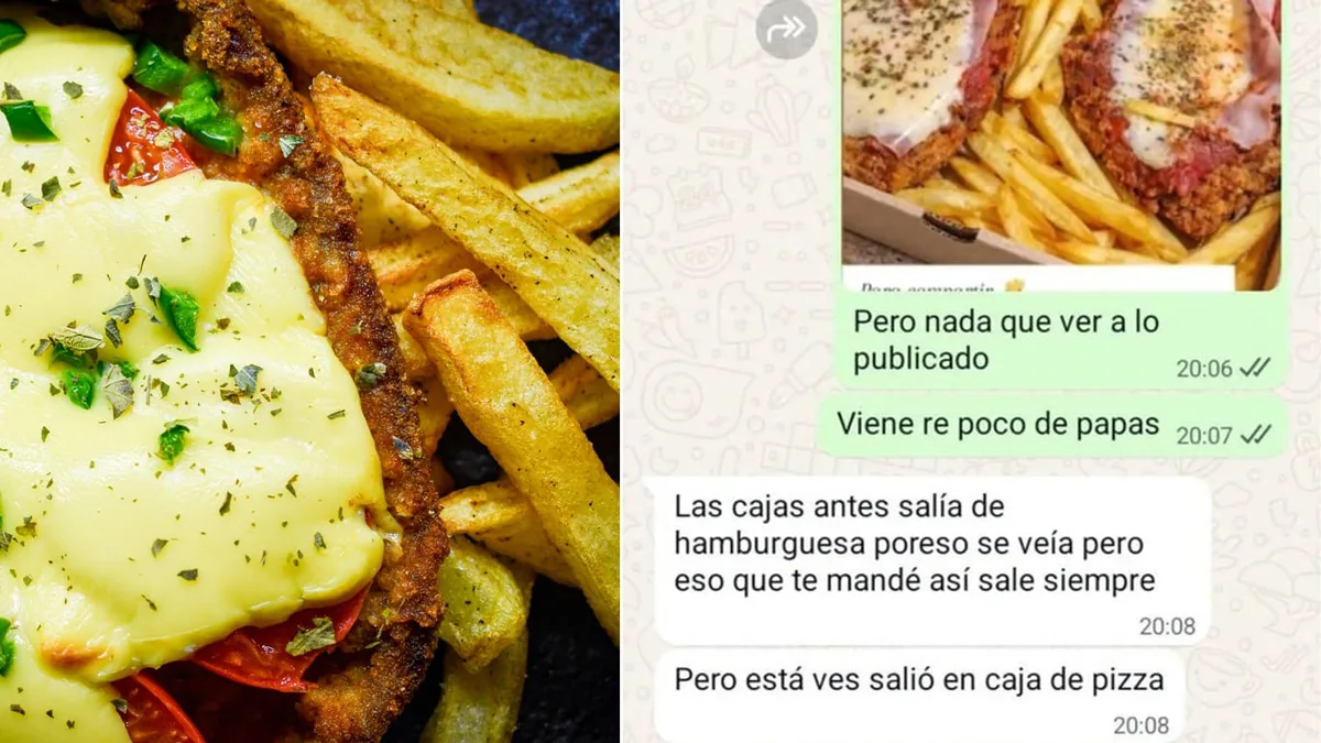 Pidió una milanesa con papas fritas, abrió la caja y terminó decepcionado: “No pido más”