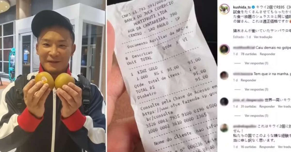 Lutador japonês compra 'dois kiwis por R$ 95' no Mercadão de SP; internautas citam 'golpe da fruta'