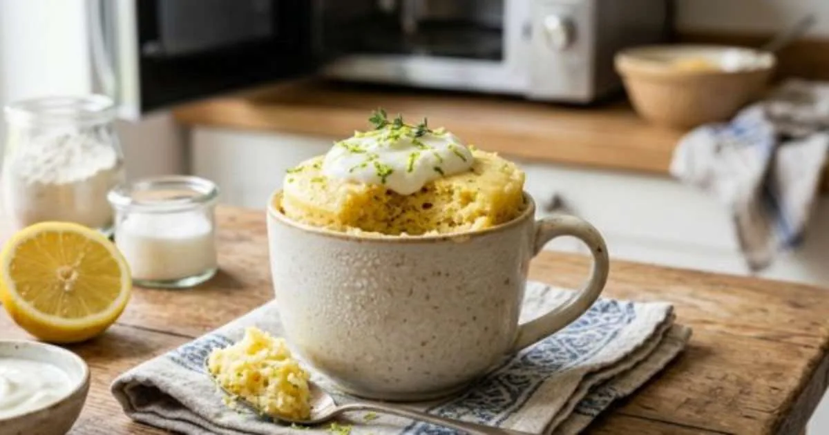 Bolo de limão com iogurte de caneca: pronto em minutos