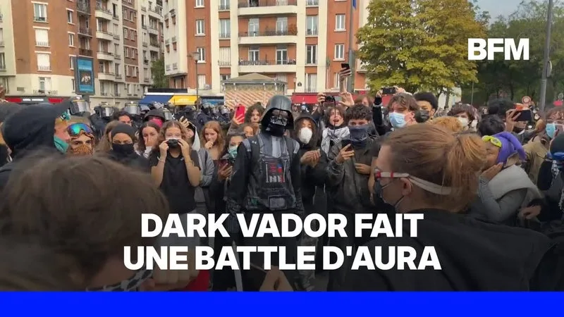 Ce mardi matin, lors du blocage du lycée Hélène-Boucher, une personne déguisée en Dark Vador s'est invitée à une battle d'aura
