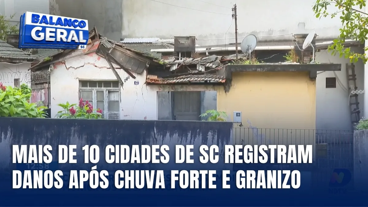 Chuva forte causa estragos em mais de 10 cidades de Santa Catarina