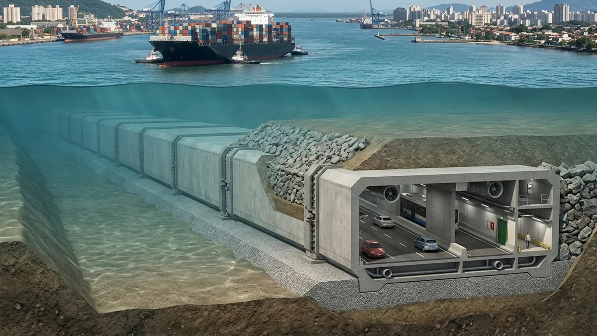Megaprojeto brasileiro de R$ 6,8 bilhões: primeiro túnel imerso da América Latina será implantado no fundo do canal entre Santos e Guarujá