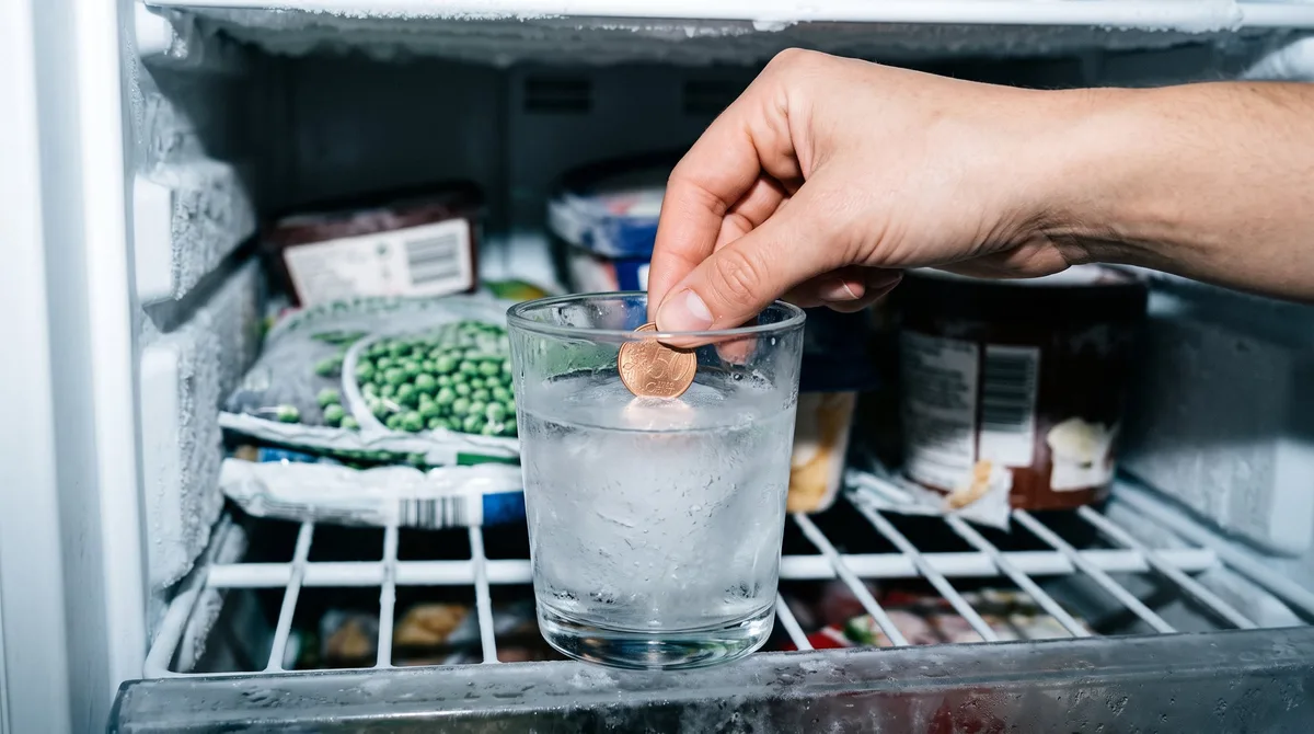 Meter una moneda congelada sobre un vaso de agua en el refrigerador antes de salir de vacaciones: para qué sirve este truco