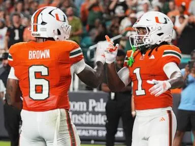 No. 7 Miami gains school-record 856 yards, rolls past Florida A&M 77-7
