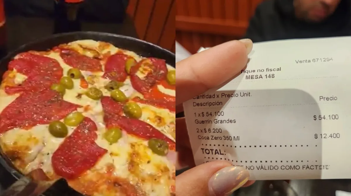 Fue a Güerrín, pidió una pizza grande y 2 bebidas: mostró el ticket final