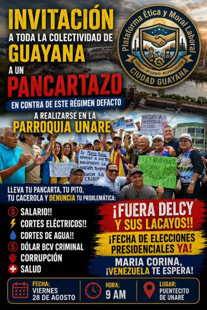 Plataforma Ética y Moral Laboral invita a pancartazo en Guayana