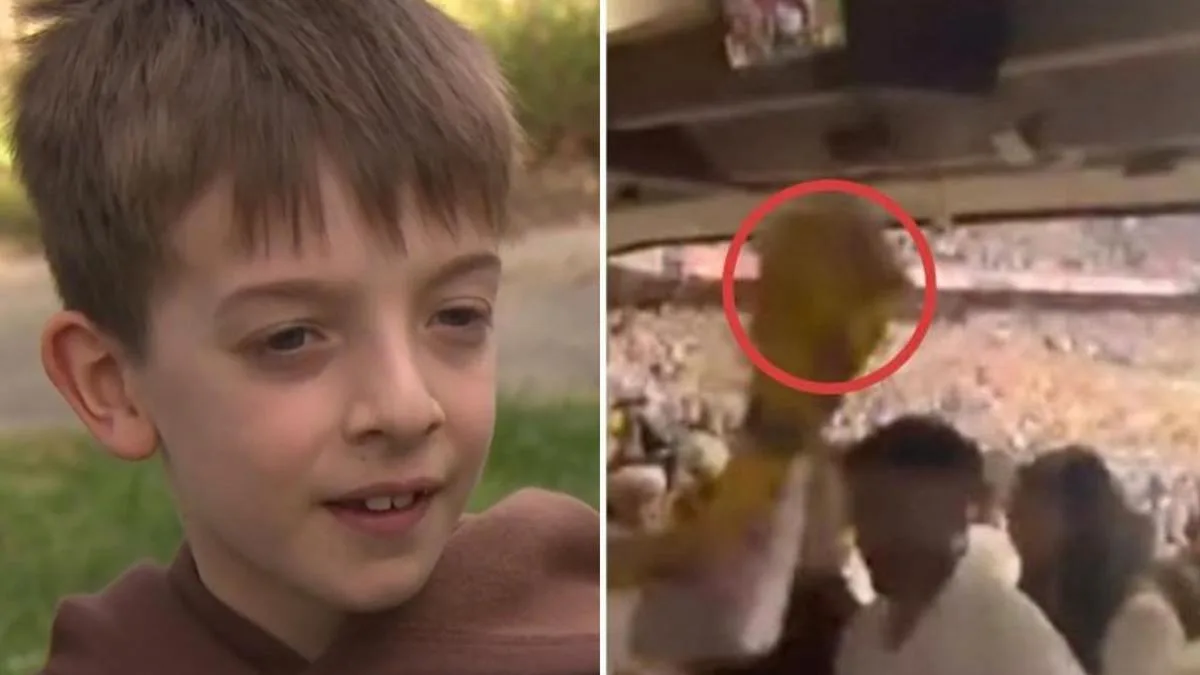 Young Brisbane Lions fan pelted with food at MCG
