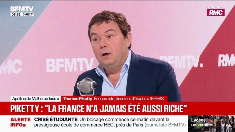 "La France n'a jamais été aussi riche en terme de richesse produite chaque année", assure Thomas Piketty, économiste