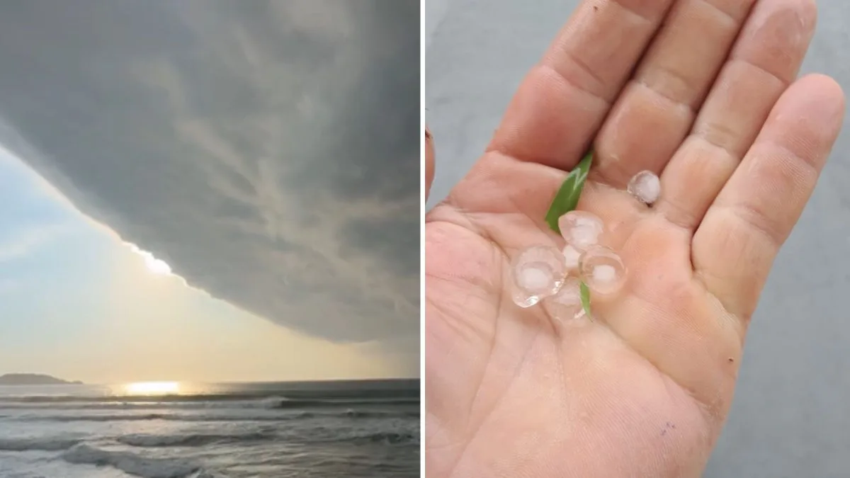 Chuva de granizo atinge Florianópolis após ‘nuvem prateleira’ surgir no céu, confirmando alerta vermelho para tempestades do Inmet