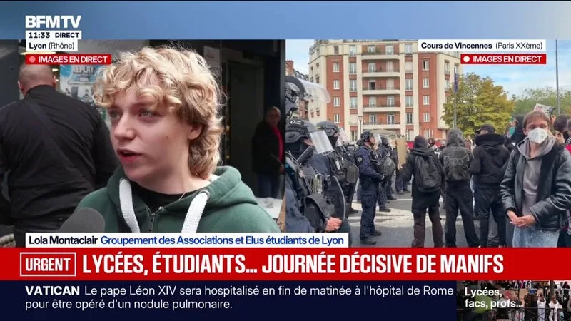Manifestation lycéenne à Lyon: "On n’arrêtera pas tant que l’on n’aura pas de mesures concrètes de la part du gouvernement", affirme Lola Montaclair, membre du Groupement des Associations et Élus étudiants de Lyon.
