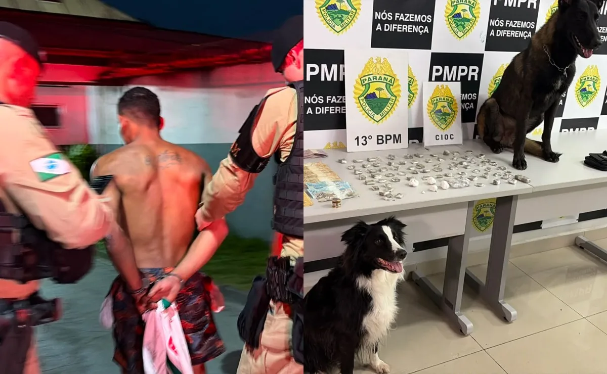 Traficante que veio de SP tenta fugir no Morro do Sabão e acaba preso pela Rotam com dinheiro e drogas no Parolin