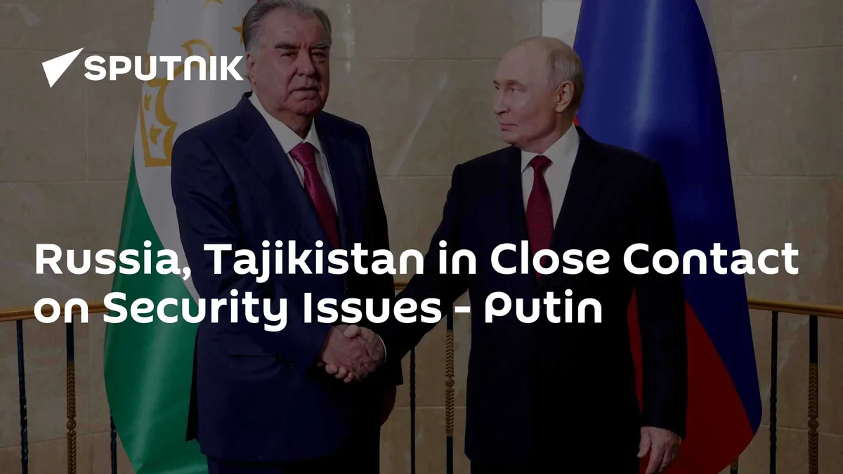 Russia, Tajikistan in Close Contact on Security Issues - Putin
