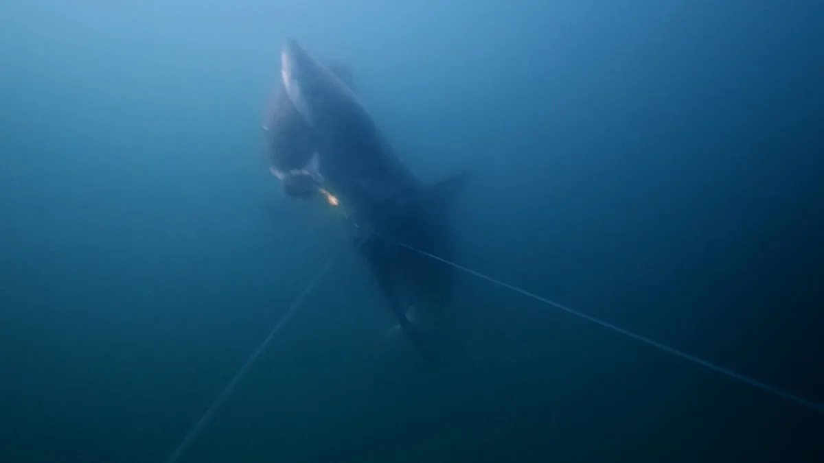 【動画】釣り人の魚が一瞬で消えた、ホホジロザメが下から一撃