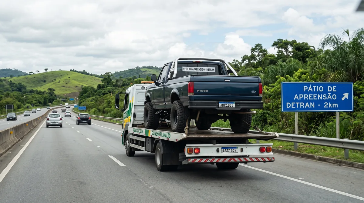 Dono de picape gasta R$ 8 mil em suspensão esportiva para viagem de férias, mas tem o veículo removido para o pátio por não ter legalizado a modificação no Detran