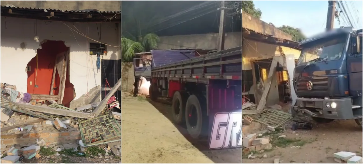 Motorista de caminhão bate na frente de casa no bairro Silvio Botelho