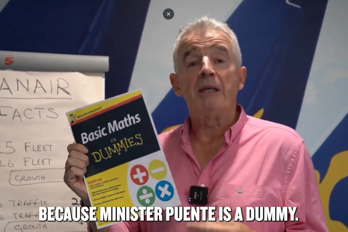 El CEO de Ryanair llama "fracasado" a Puente y le promete un libro de "matemáticas para tontos" en su choque por los recortes