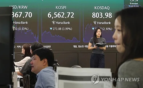 중동 긴장 고조에 코스피 4% 급락해 6,500대로…코스닥도 2.1%↓(종합)
