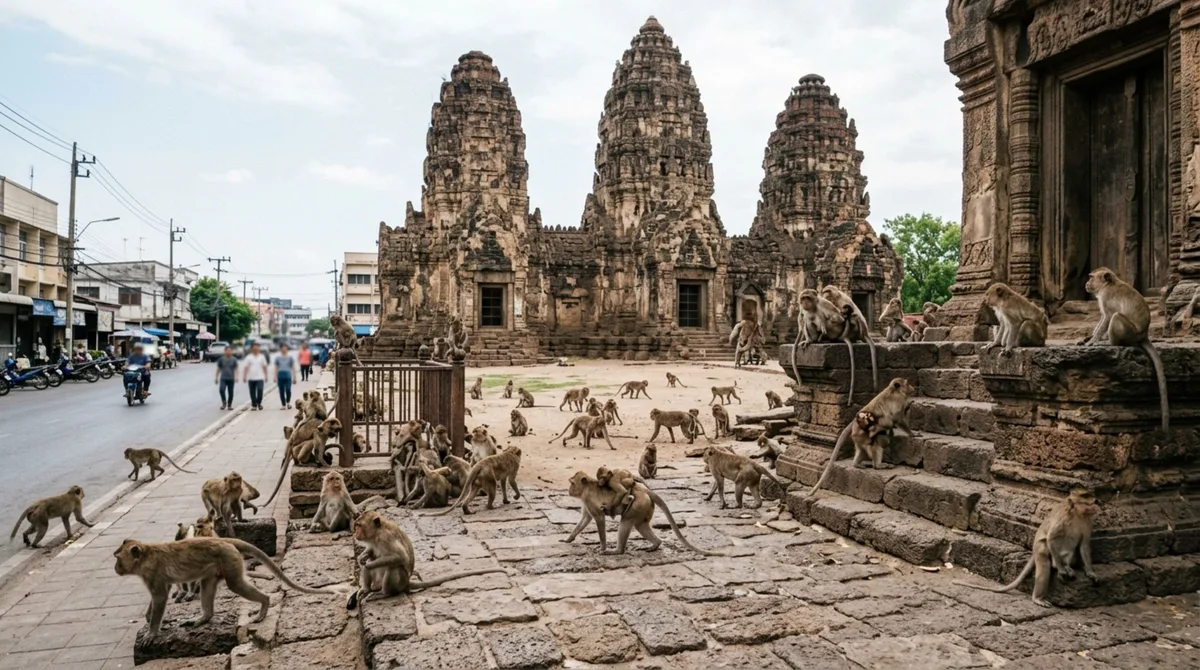 A cidade onde centenas de macacos vivem entre templos antigos e aprenderam a conviver diariamente com moradores e visitantes