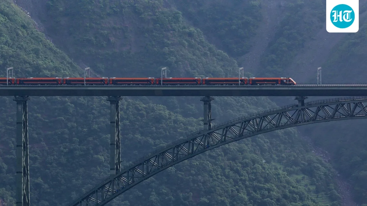 Watch: Vande Bharat Express clocks nearly 100km/h on world's highest Chenab rail bridge in J&K