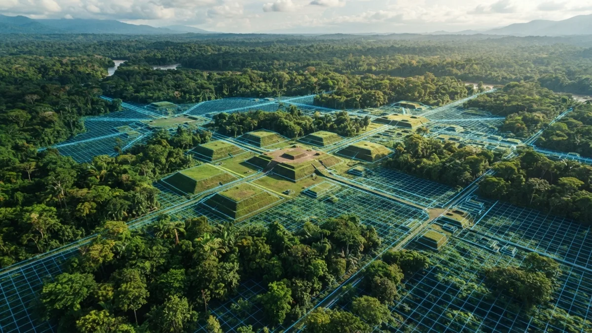 Mapearam com LiDAR 300 km² da Amazônia equatoriana e encontraram mais de 6.000 plataformas conectadas por estradas, revelando um sistema urbano que combinava assentamentos, campos drenados e vias escavadas