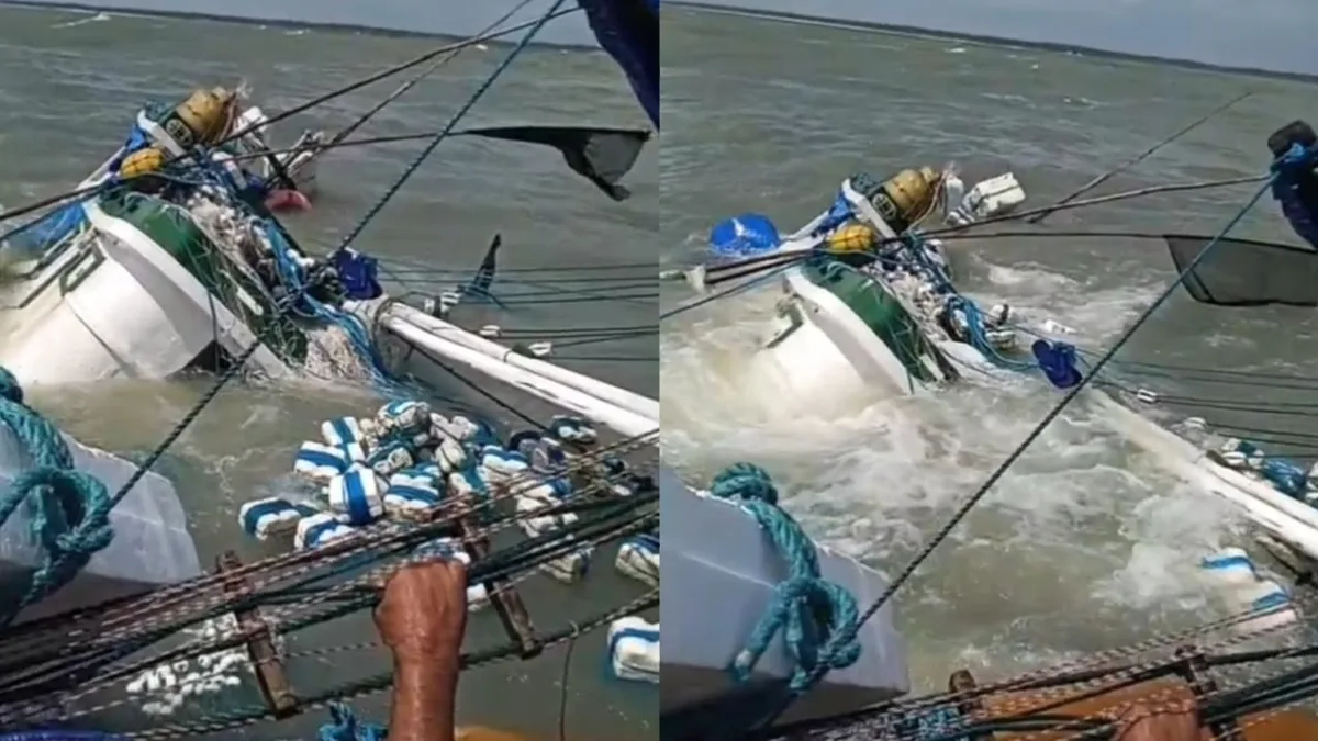 Embarcação naufraga próximo à praia do Atalaia, em Salinópolis