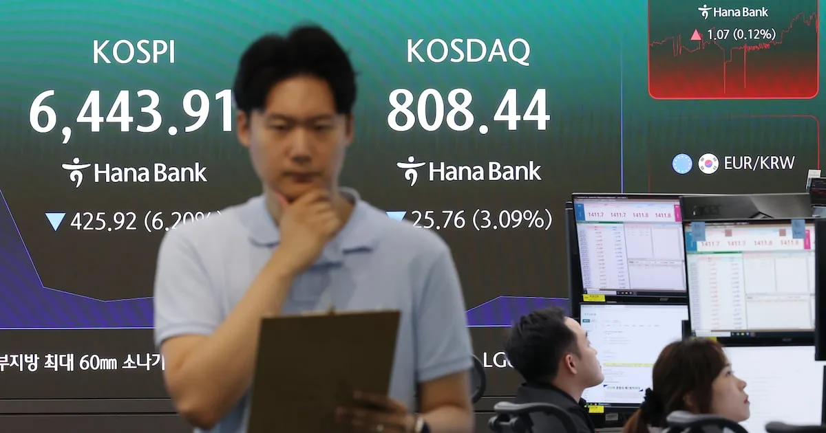 코스피, 미국 반도체주 찬바람에 6%대 하락... 매도 사이드카 발동