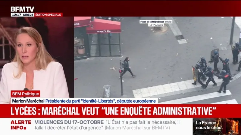 Mouvement lycéen: Marion Maréchal, eurodéputée et présidente d'Identité-Libertés "demande des enquêtes administratives sur certaines écoles, sur le respect de la neutralité des professeurs"