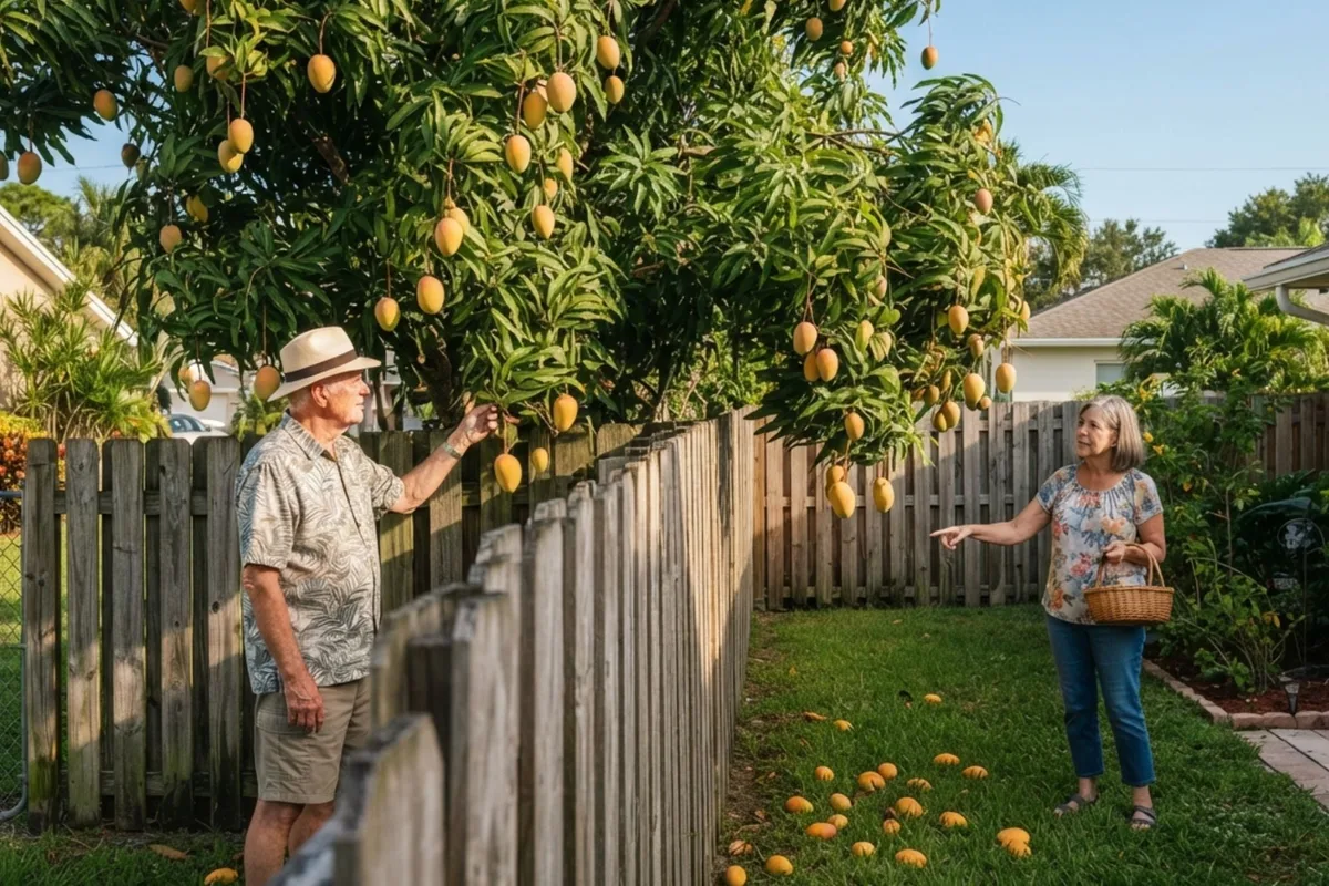 Mangos, aguacates y plátanos: a quién pertenece la fruta que cruza la cerca hacia el patio del vecino en Florida