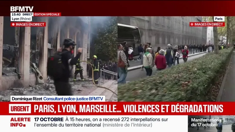 Manifestations du 17 octobre: 272 interpellations ont été recensées sur l’ensemble du territoire national à 15h