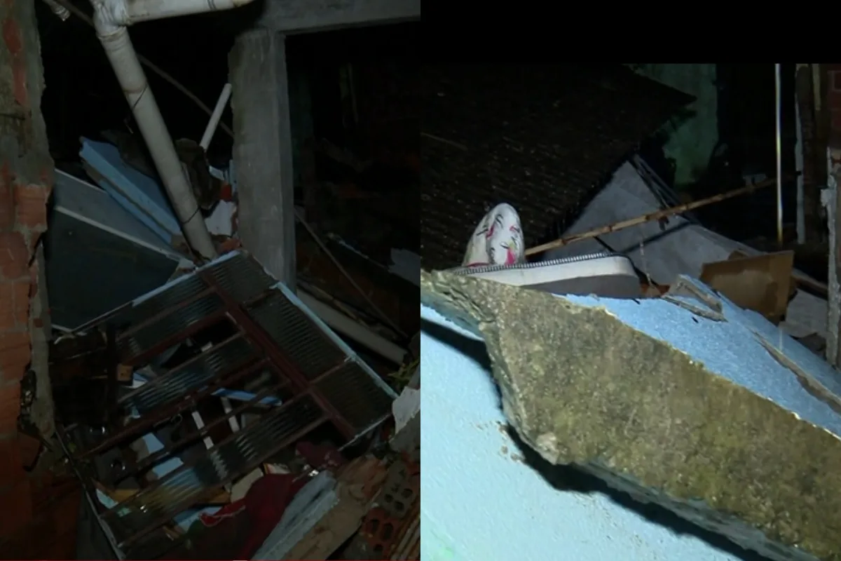 Casal de idosos sai de casa pouco antes de imóvel desabar durante temporal em Curitiba; VÍDEO