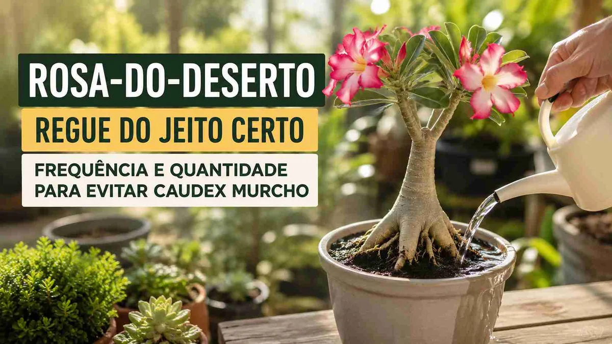 Regando a rosa-do-deserto do jeito certo: qual a frequência e o volume de água para evitar que o caudex murche