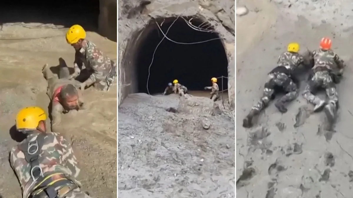 “Como lagartijas”: rescatistas se arrastran por el lodo para salvar a personas atrapadas en Nepal