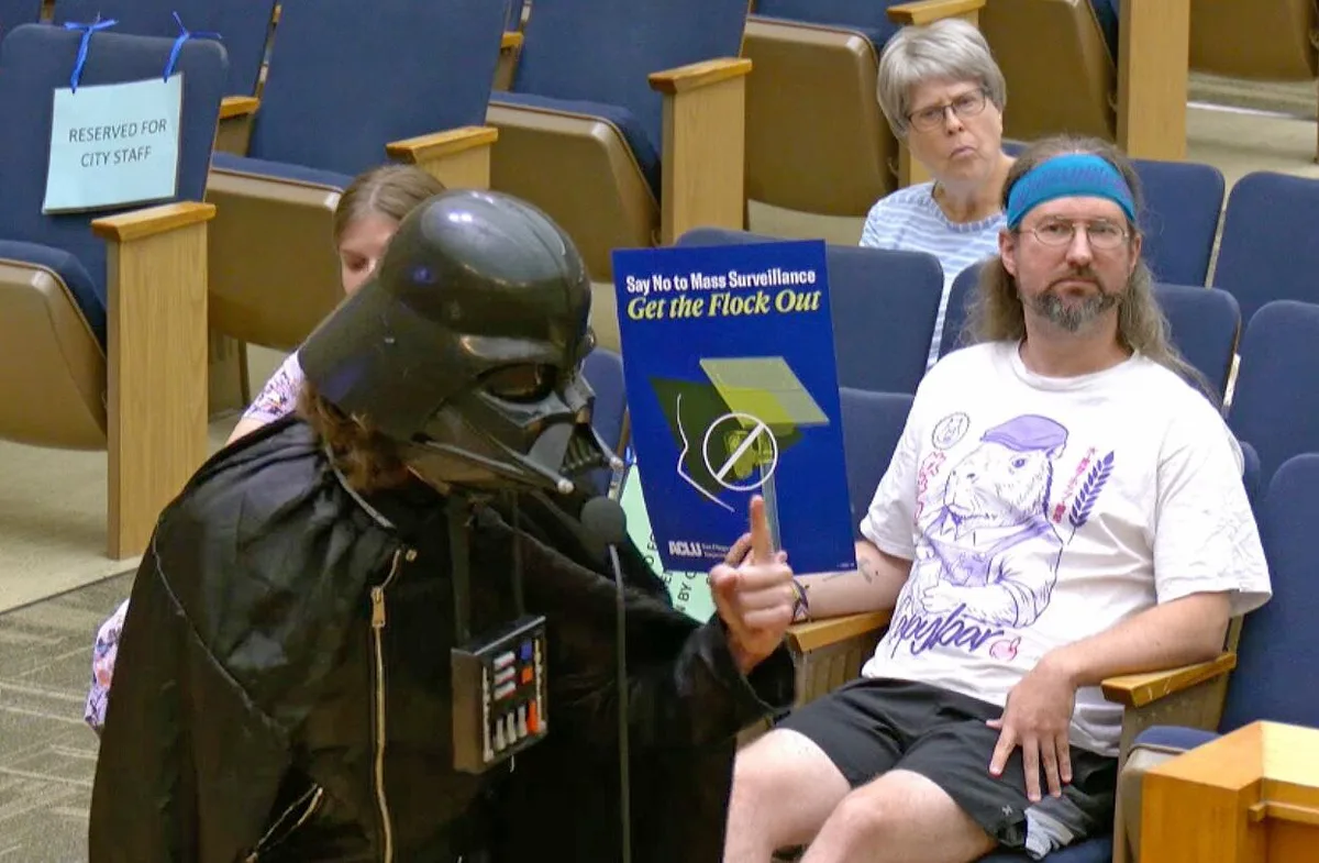 'The Emperor is a fan': Darth Vader backs San Diego Flock surveillance cams