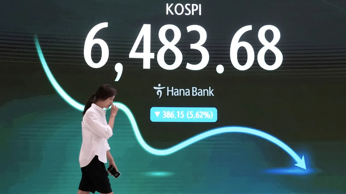 Shares fall in Asia, with Kospi down 5.7%, while oil prices jump