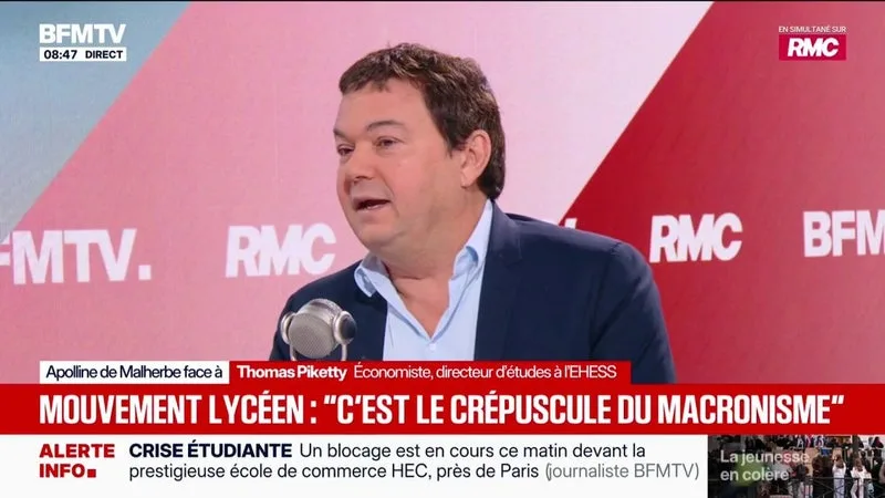 Le mouvement lycéen "est le crépuscule du macronisme", lance Thomas Piketty, économiste français