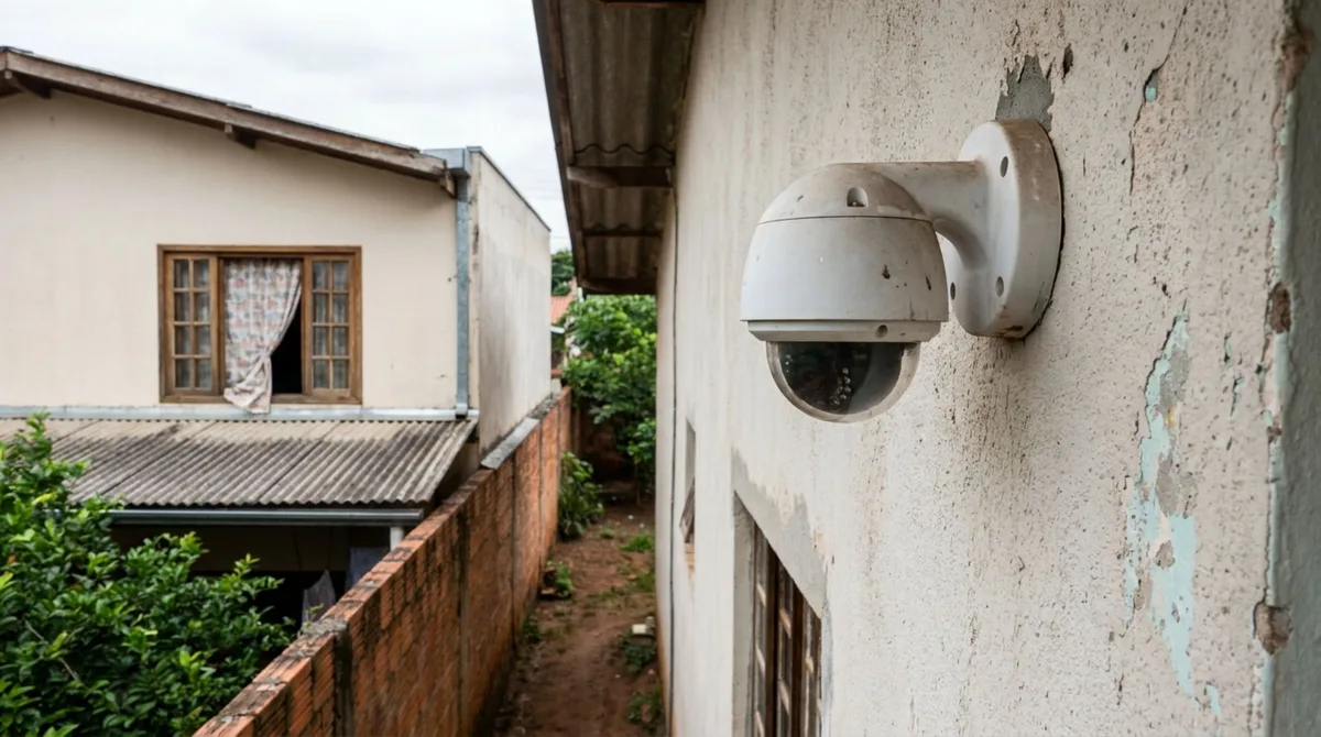 Mulher retorna do trabalho e encontra câmera do vizinho apontada diretamente para a janela de seu quarto